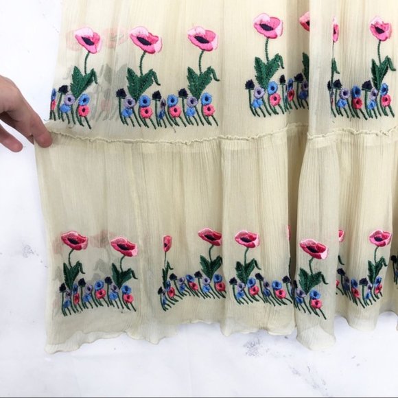 NWT Tibi Cream Silk Floral Embroidered Dress Size 6 - Picture 4 of 13
